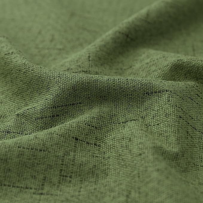 KOUFALL 92 Inch Blackout Curtains, Boho Olive Green Pleated Curtains