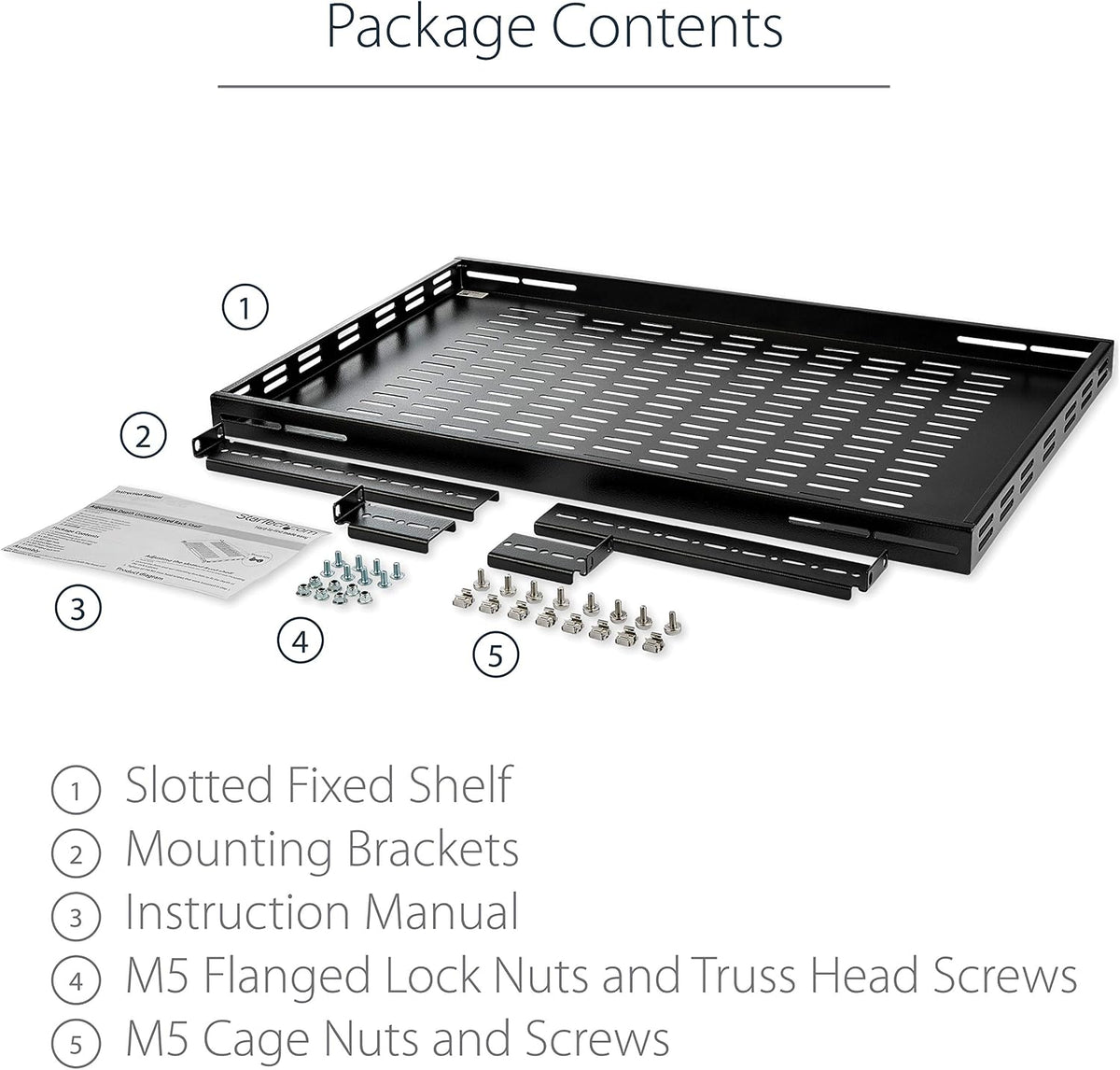 StarTech 1U Adjustable Vented Rack Shelf, 19in, 175lb, TAA (ADJSHELF)