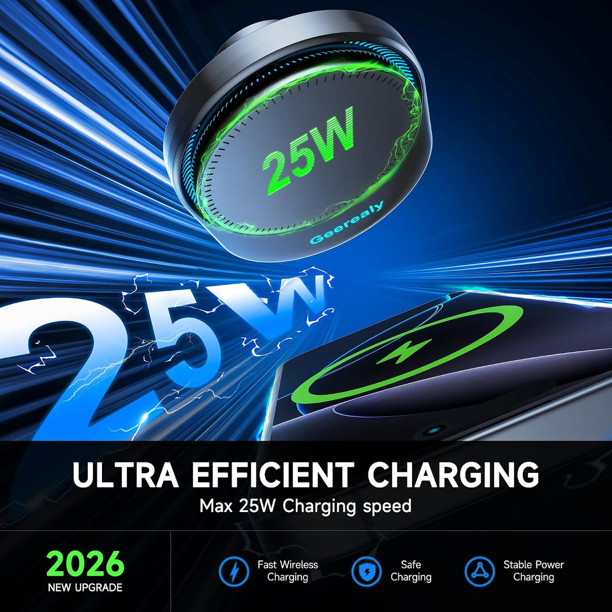 for 25W MagSafe Car Mount Charger with Built-in Cooling Fan