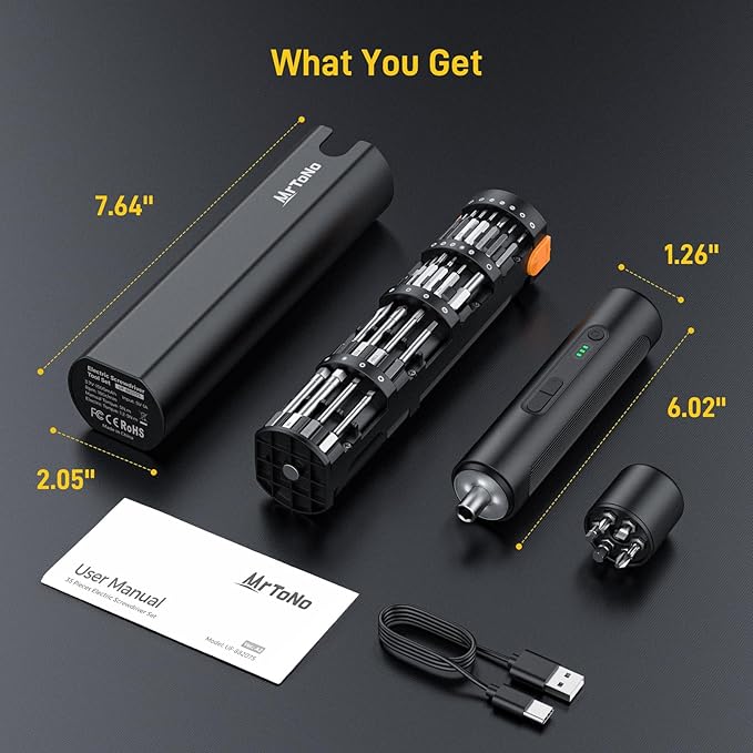 MrToNo Electric Screwdriver, Cordless Screwdriver Set, Power Screwdriver Set