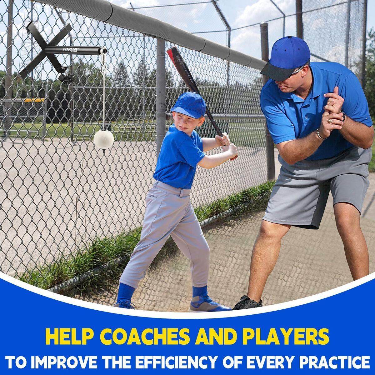 Portable Hitting Trainer with Tethered Ball for Fence Mounting