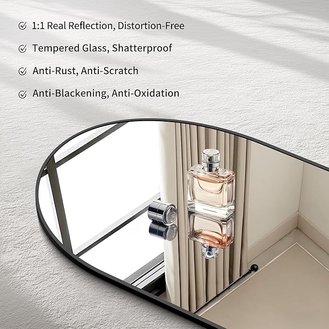 CIRCUMI Arched Wall Mirror, Metal Frame, Large Size