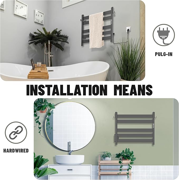 K&KALONZO Towel Warmer for Bathroom, Wall-Mounted 5-Bar Heated Towel Rack