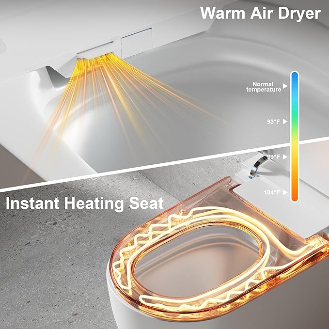 Smart Toilet with Bidet Built in, Bidet Toilet with Heated Seat and Night Light