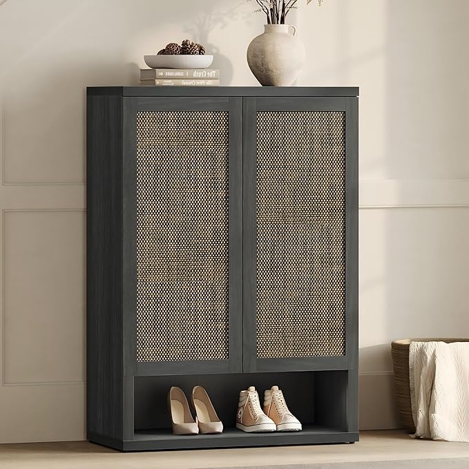 SICOTAS Rattan Shoe Storage Cabinet