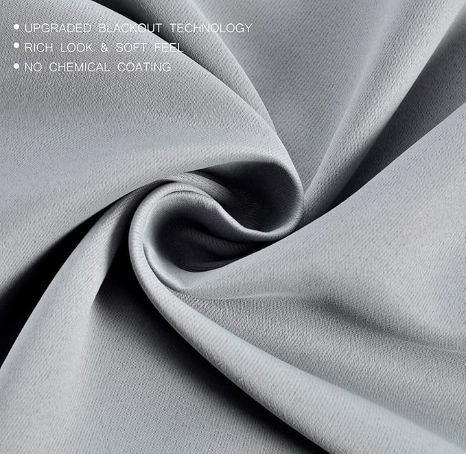MIUCO Room Darkening Soild Grommet Blackout Curtains (Set of 2)