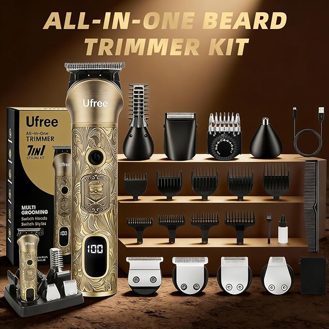 Ufree Beard Trimmer for Men, Electric Razor Shaver, Cordless Hair Clipper