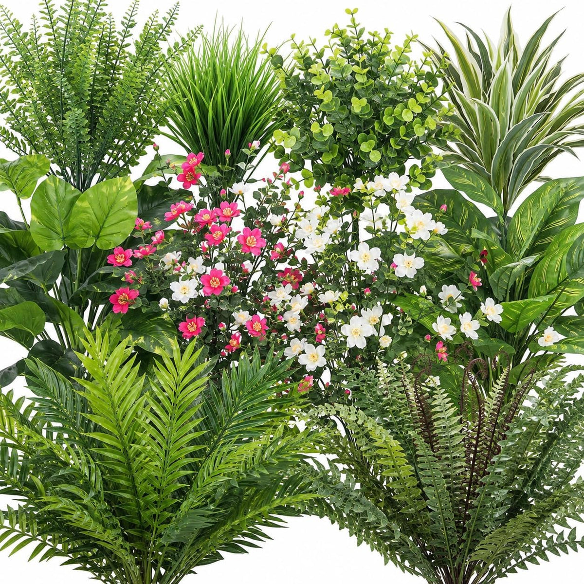 21Pcs Fake Outdoor Plants Artificial Greenery for Outdoor Greenery Stems
