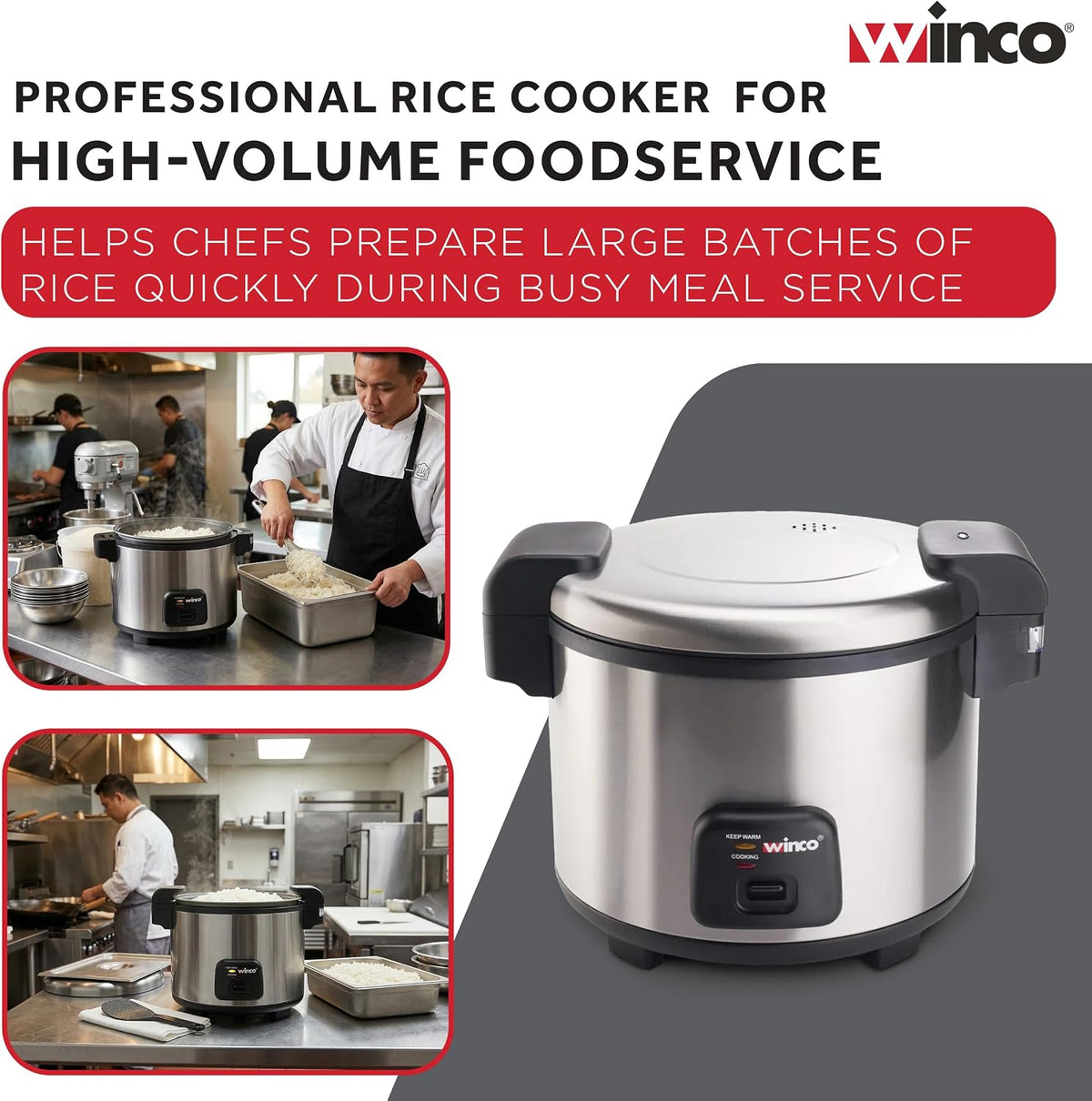 Winco Commercial-Grade Electric Rice Cooker