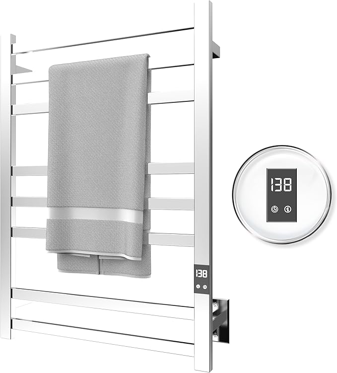 8-Bar Electric Heated Towel Warmer, Fast Heating