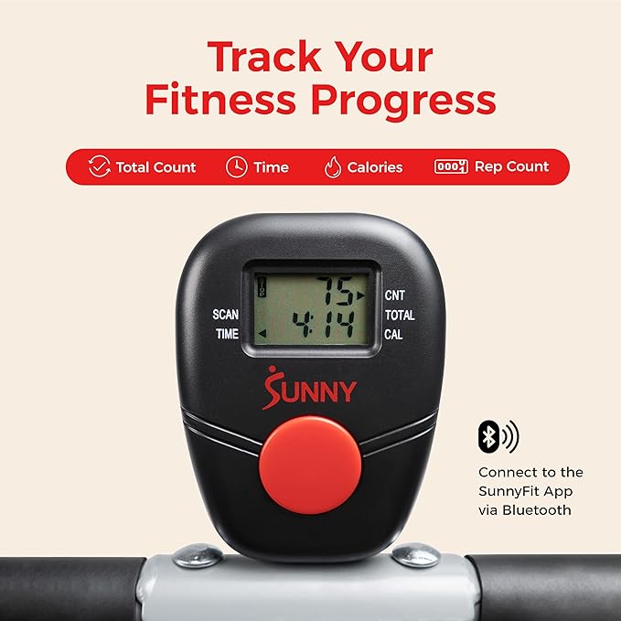 Sunny Health & Fitness Smart Row-N-Ride Glute & Leg Trainer, Foldable...
