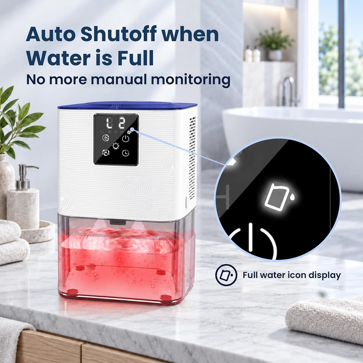 MTOX Dehumidifier for Home, 1000 Sq Ft, 3L Water Tank with Auto Shut-Off