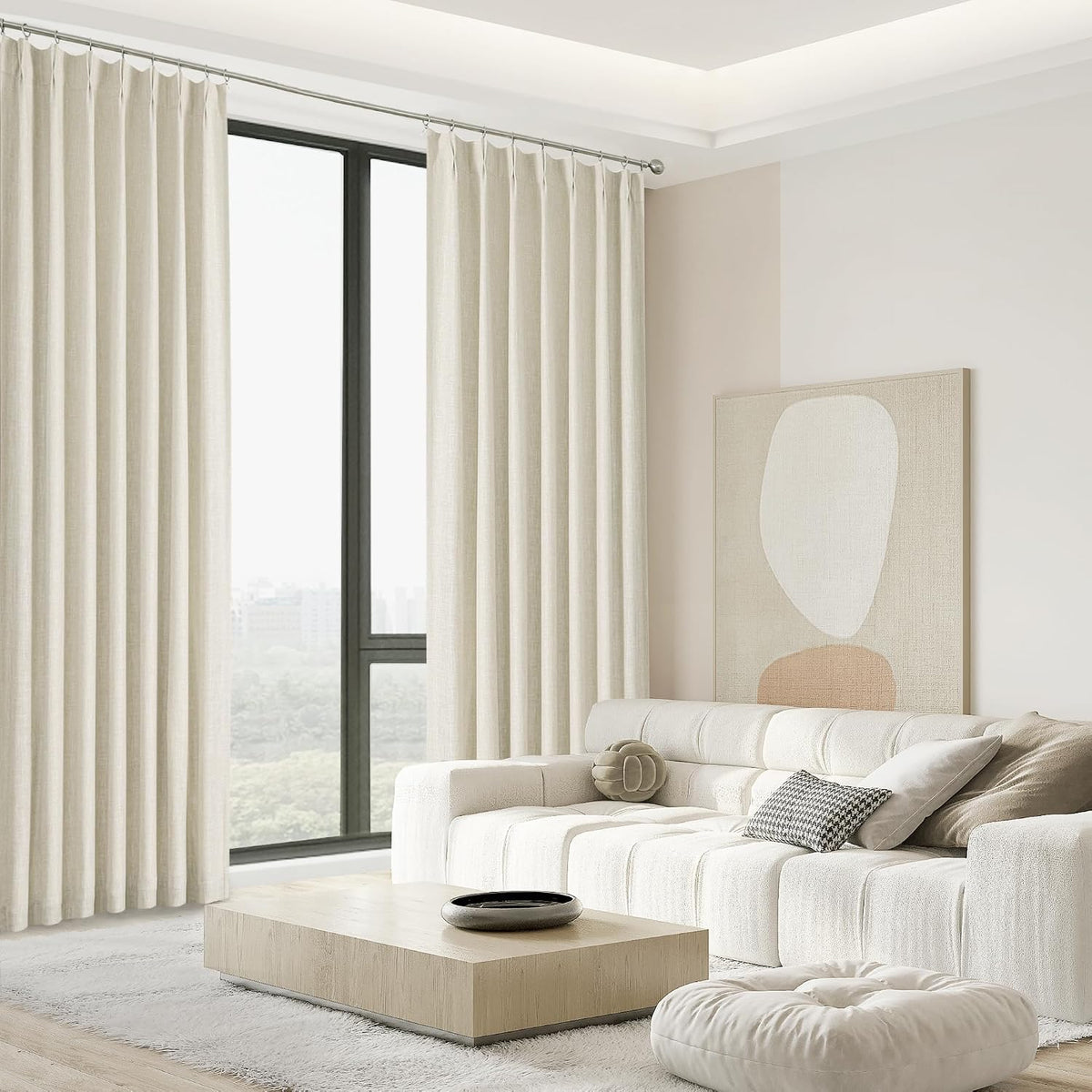Central Park Sand Pinch Pleat Blackout Curtain Panel with Hooks, 40"x102...