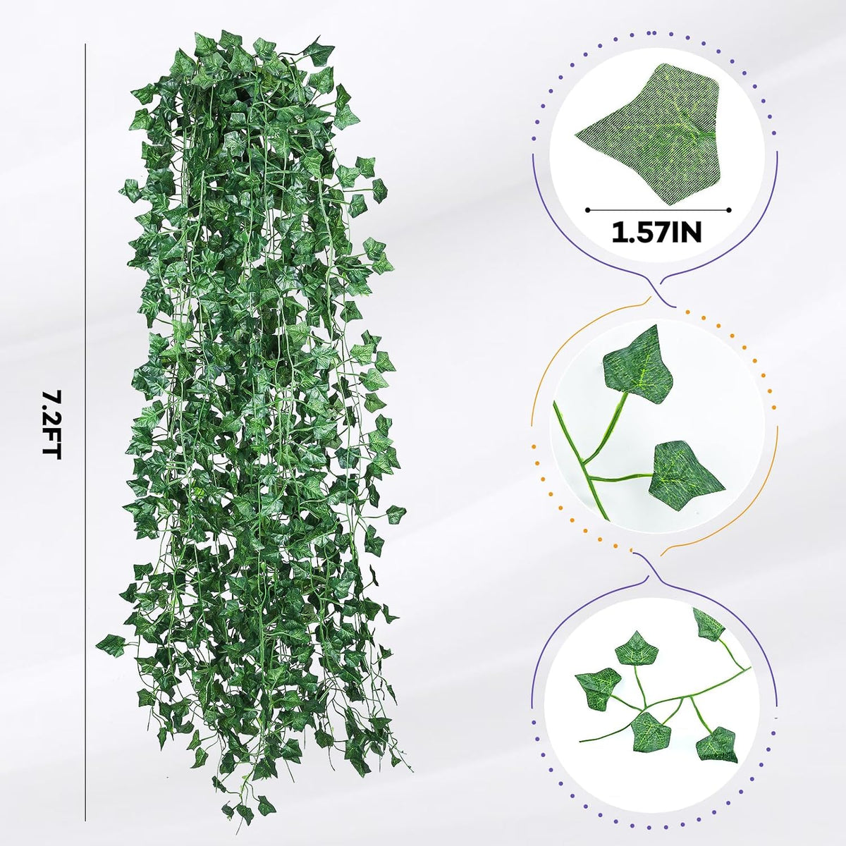 60Pcs 420ft Fake Ivy Vines, Hanging Greenery Fake Vines for Bedroom