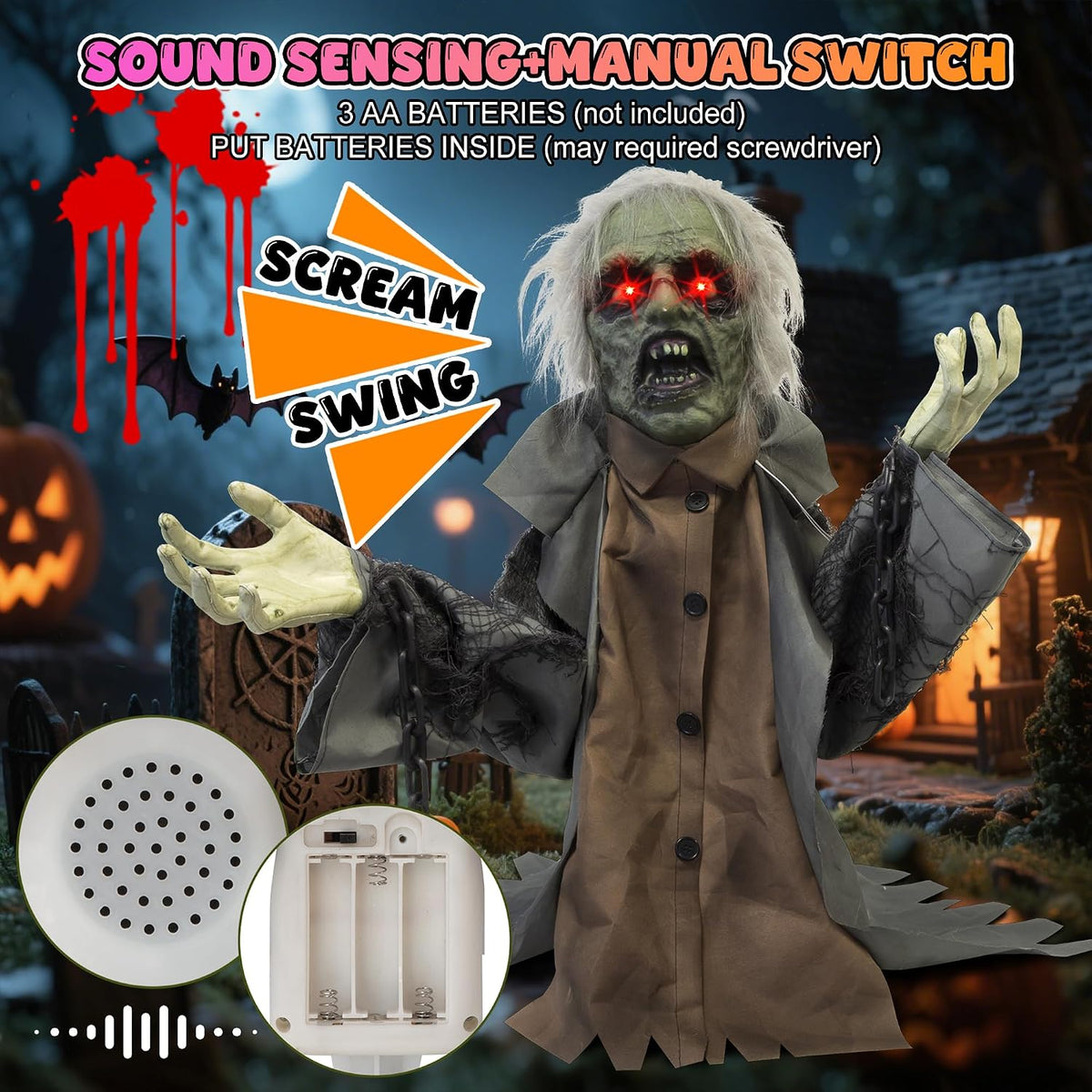 kemooie Halloween Animatronics Groundbreaker Zombie Decorations