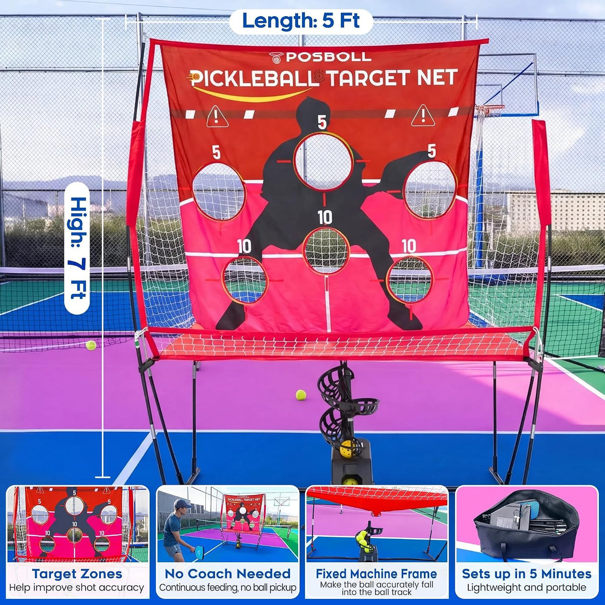 Pickleball Machine Ball Thrower with Net,Pickleball Launcher