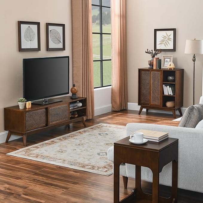 LKTART TV Stand for TVs up to 65'', Mid Century Modern Entertainment ...