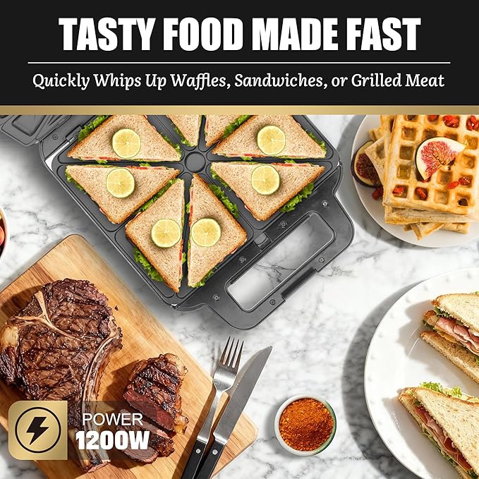 Belgian Waffle Maker with Removable Plates, Waflera Electrica, Large Waffle Iron