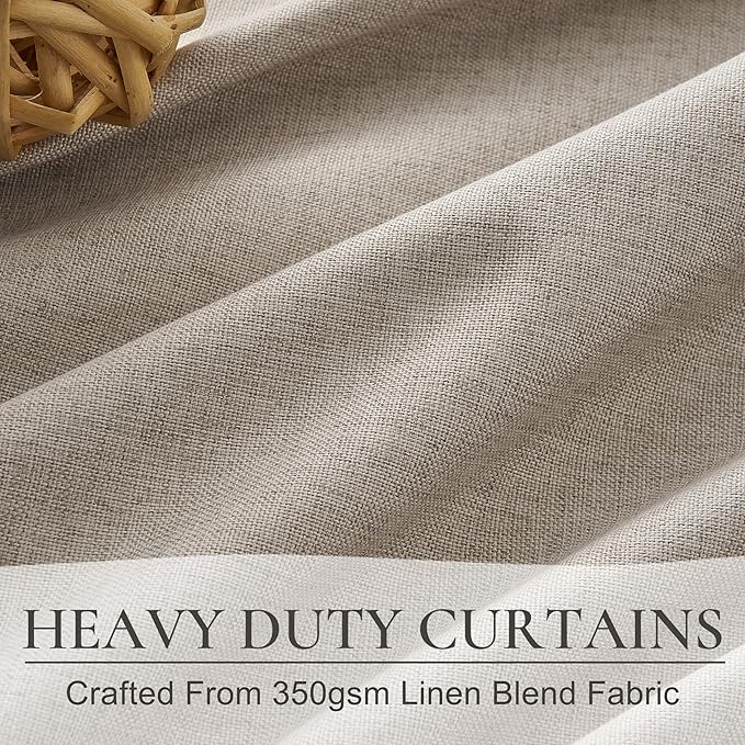 Grayish Flax Linen Blend Black Out Curtains 96 Inch Long