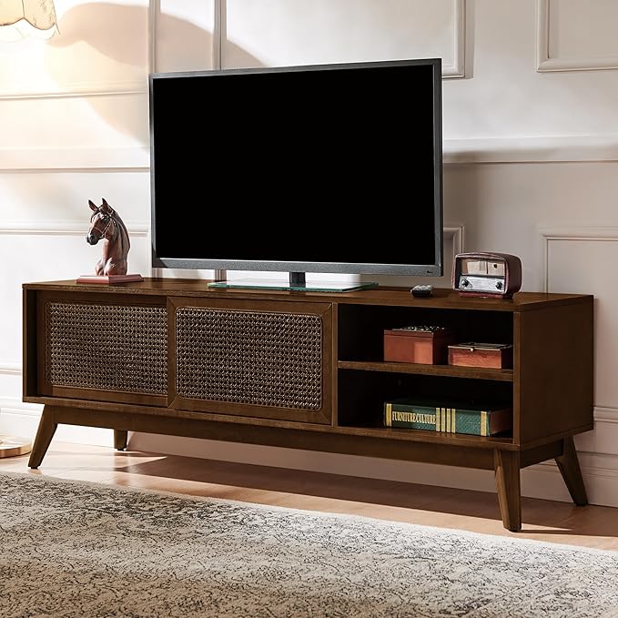 LKTART TV Stand for TVs up to 65'', Mid Century Modern Entertainment ...