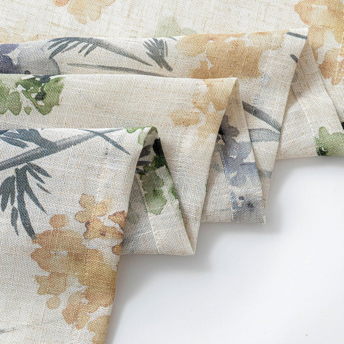 MYSKY HOME Sage Green Floral Linen Spring Curtains 84 inch Long 2 Panels Set ...
