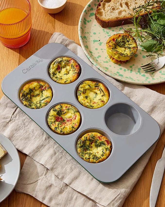 Caraway Nonstick Ceramic 6 Cup Muffin Pan Duo – Non-Toxic, PTFE & PFOA Fr...