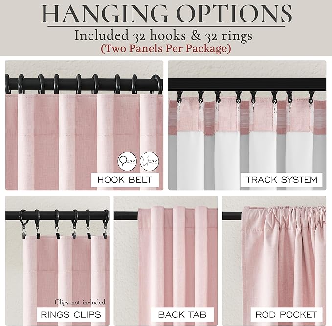 100 Inch Long Baby Pink Curtains 2 Panels Set