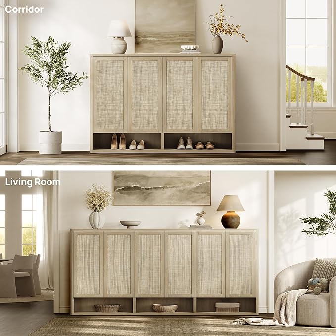SICOTAS Rattan Shoe Storage Cabinet