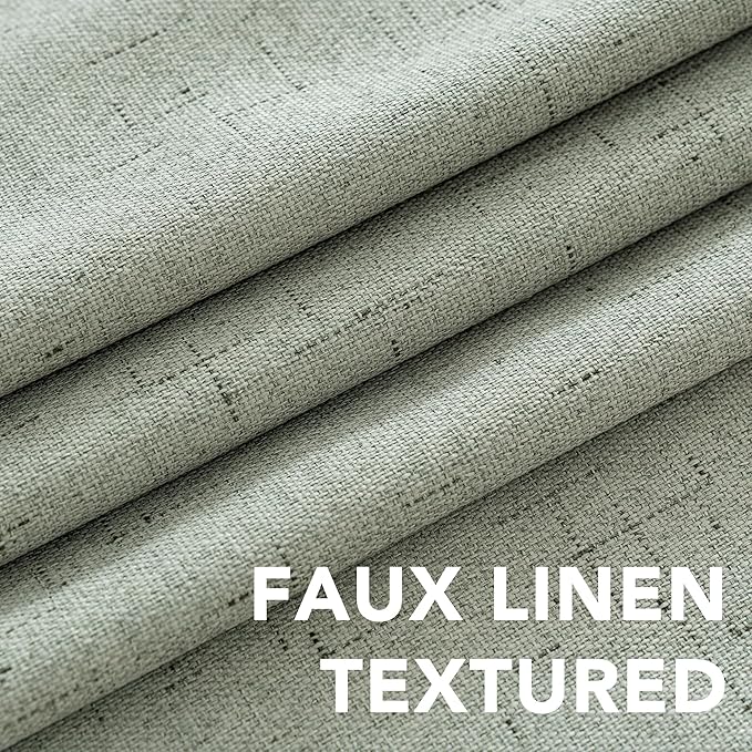 H.VERSAILTEX Bedroom Curtains Blackout, Sage Green Linen Blackout Curtains 84