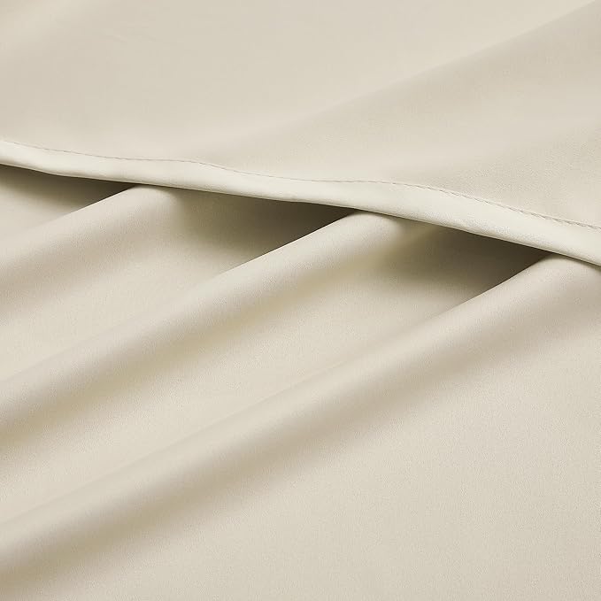 DUALIFE Buttercream Beige Curtains 63 Inch Length Blackout Window Drapes