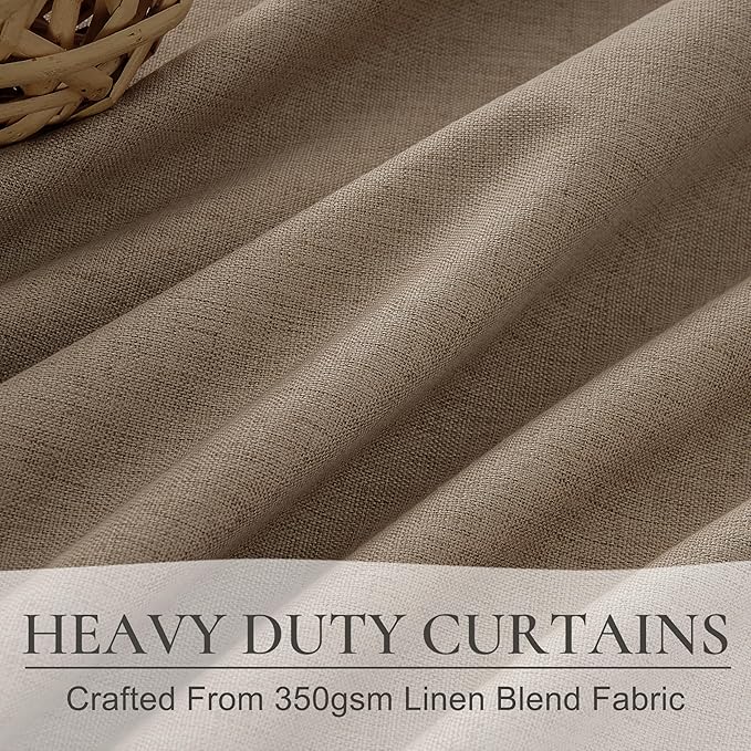 RustBrown Black Out 96 Inch Long Boho Curtains 2 Panel Set, Farmhouse Curtains