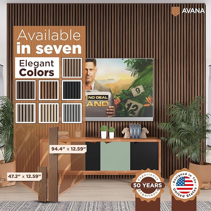 Avana Acoustic Wood Wall Panels – 94.4 x 12.6 Inch Rustic Walnut Acoustic (2 ...