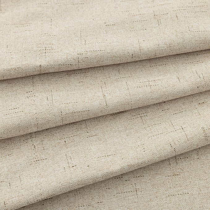 KOUFALL 102 Inches Long Curtains, Linen Blackout Light Beige Boho Back Tab