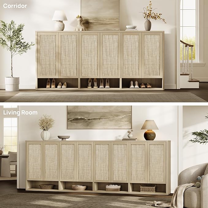 SICOTAS Rattan Shoe Storage Cabinet