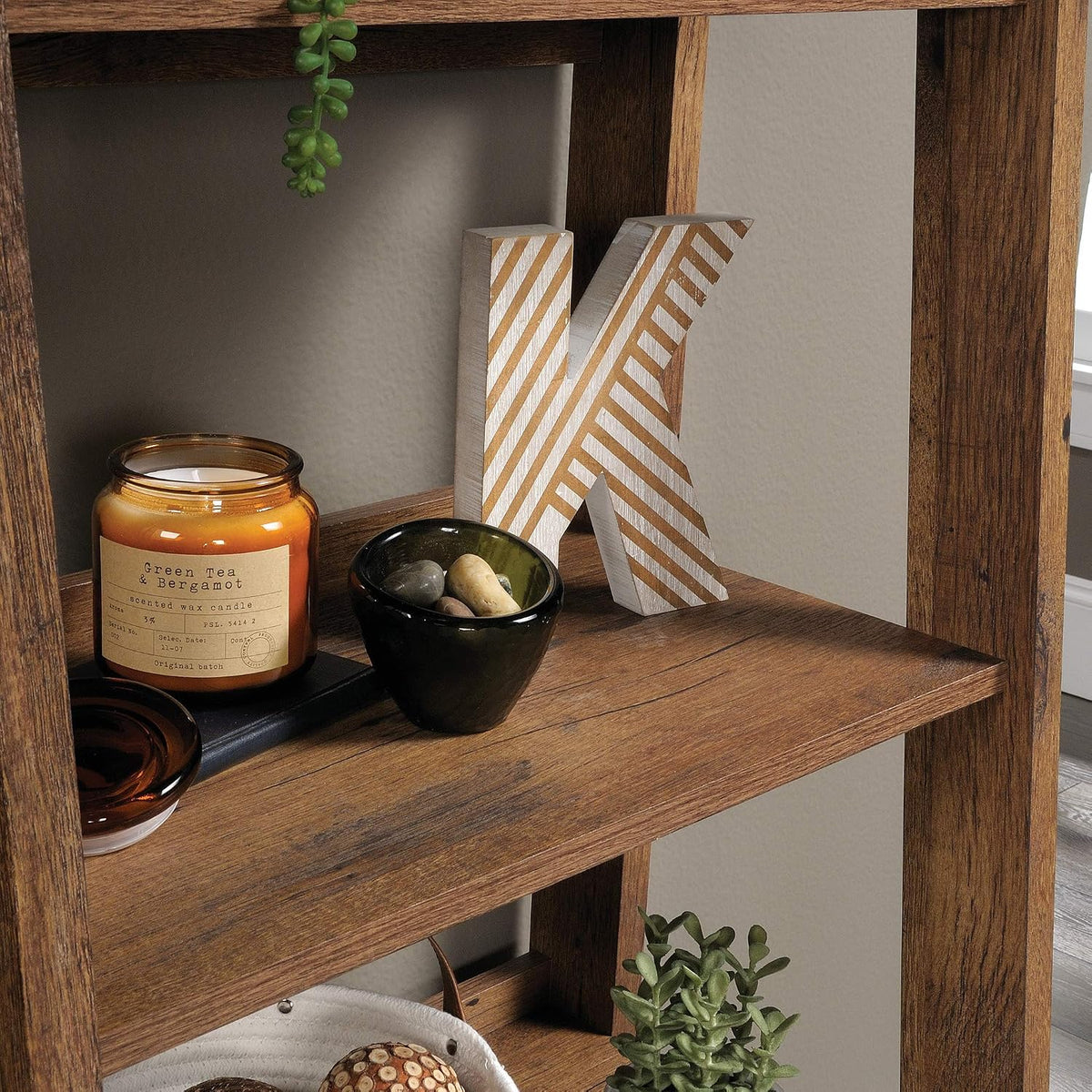 Sauder Trestle 5-Shelf Bookcase/ Book Shelf, Vintage Oak finish