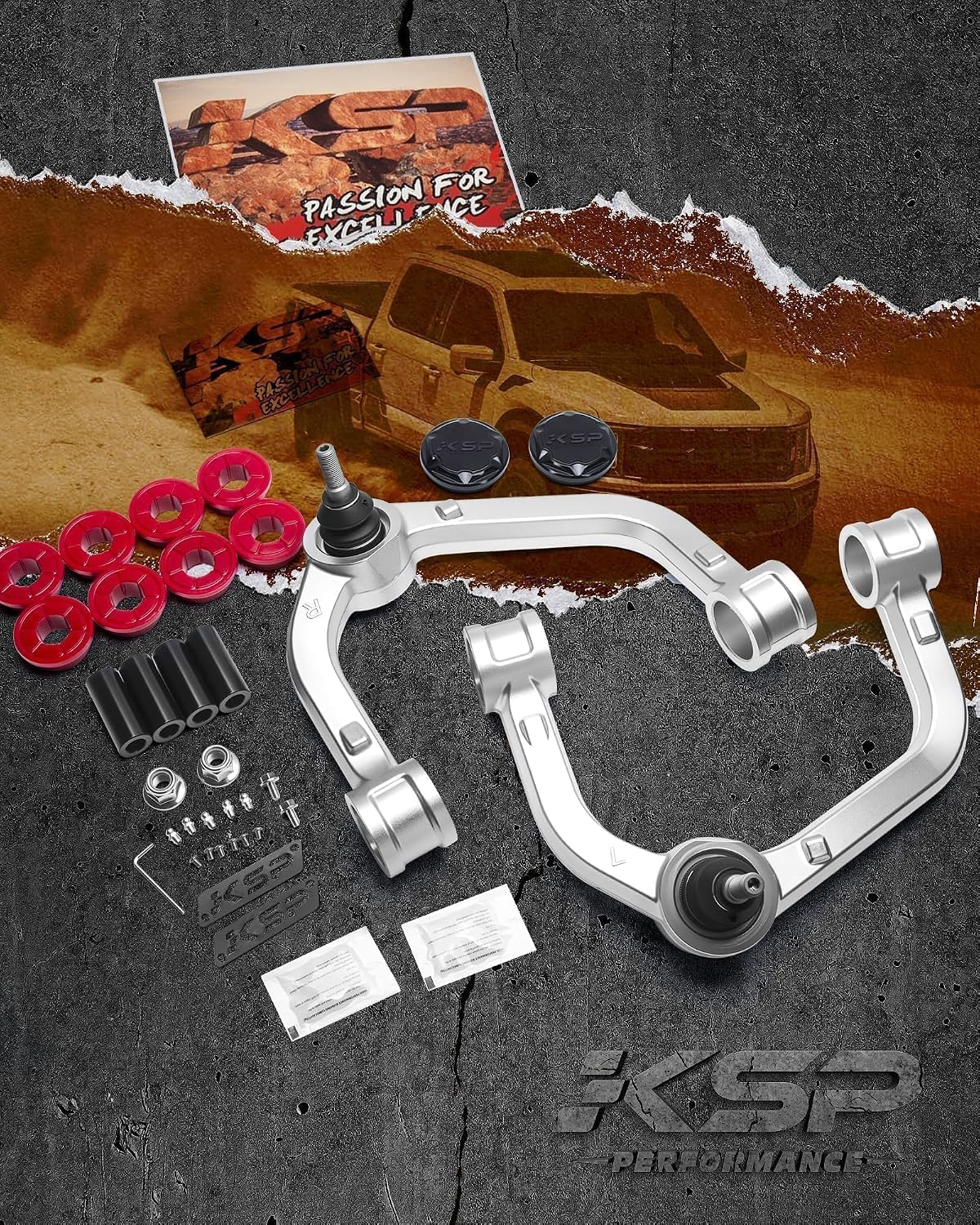 KSP F-150 Aluminum Upper Control Arm for 2-4" Leveling lift Kits, Adjust...