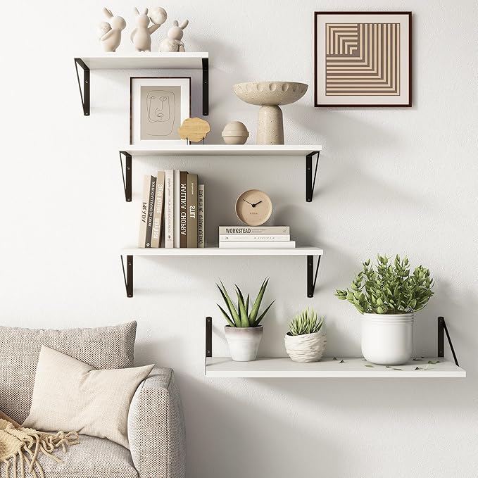 Deep White Floating Shelves for Wall, 10 Inch Deep Floating Shelf (Set of 2)