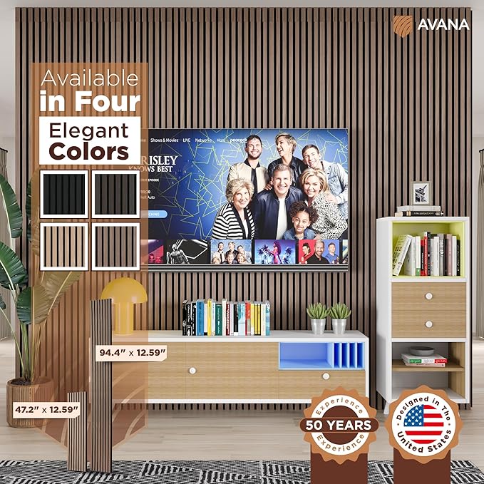 Avana Acoustic Wood Wall Panels – 94.4 X 12.6 Inch Walnut Acoustic Panels 2 PCs