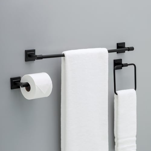Delta Faucet McLaren 3-Piece Bathroom Set, Matte Black, 18"/24" Tow...