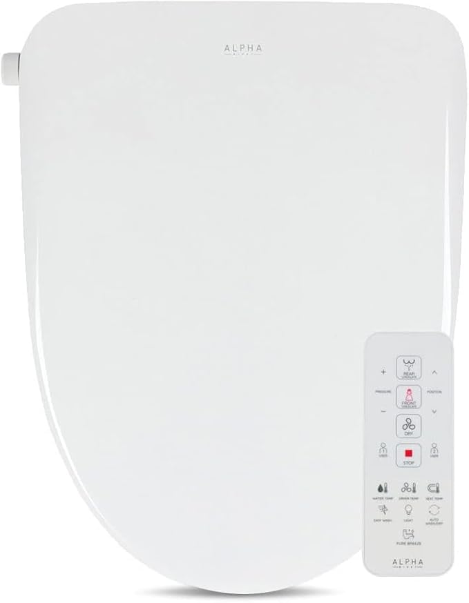 ALPHA BIDET UX Pearl Bidet Toilet Seat in Round White | Ultra Low Profile |