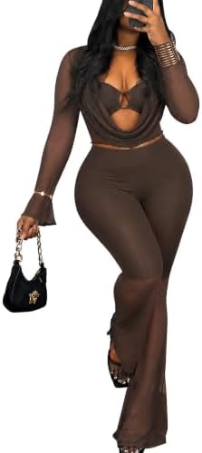 Kafiloe Sexy Mesh 3 Piece Outfits for Women Club Outfits Going Out Sets