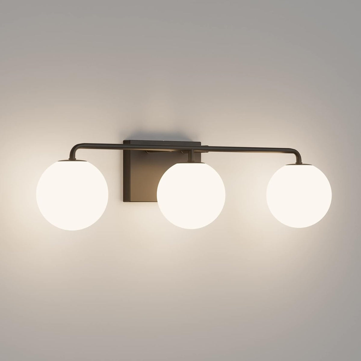 Tipace Mid Century Modern Bathroom Vanity Lights Fixtures 3-Light Black Milk ...
