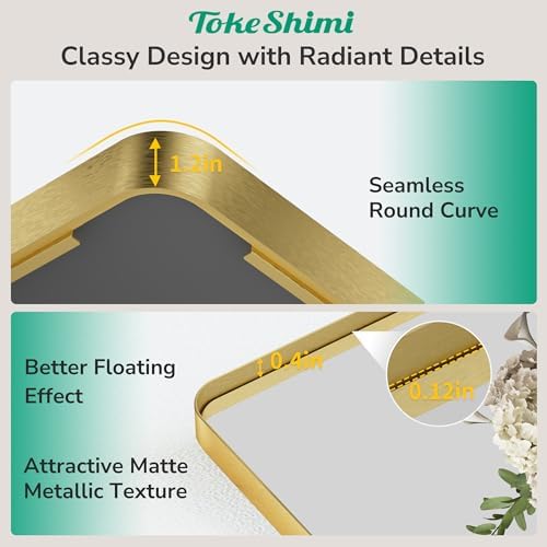 TokeShimi 16x20 Brushed Gold Bathroom Mirror,Vanity Mirror Bathroom Wall with...