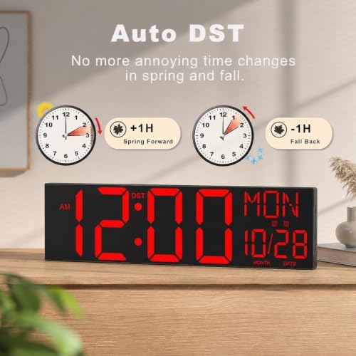 JALL 30" Giant Digital Wall Clock, Extra Large LED Clock with Remote, Hu...