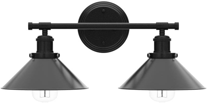 Black Bathroom Light Fixture, 2-Light Farmhouse Vanity Lights for Bathroom