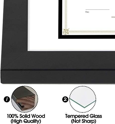 Golden State Art 11x14 Diploma Frame for 8.5x11 Document,Solid Wood/Glass | F...