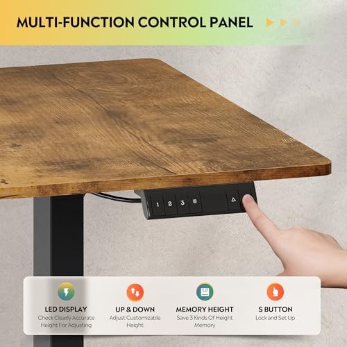 DEVAISE 63 Inch Standing Desk with Split Top, Computer Desk, Rustic Brown