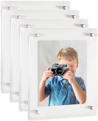 ArtToFrames 9x12 Inch Double Panel Floating Acrylic Picture Frame comes (4 Pack)