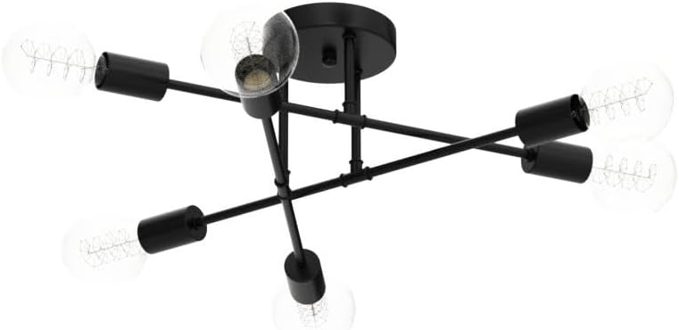 Bosceos Modern Sputnik Chandelier, 6-Light Ceiling Lights Fixture 22" Black