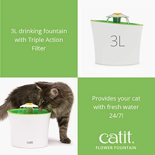 Catit LED Flower Cat Water Fountain with Triple Action Filter - 3 L - Green